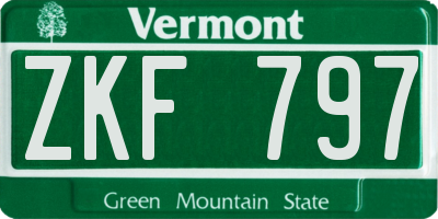 VT license plate ZKF797