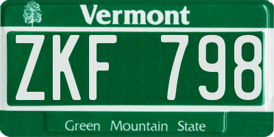 VT license plate ZKF798