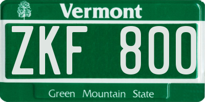 VT license plate ZKF800