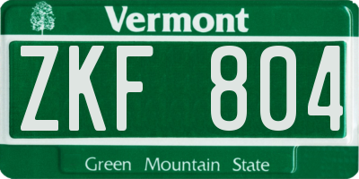 VT license plate ZKF804