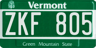 VT license plate ZKF805