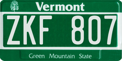 VT license plate ZKF807