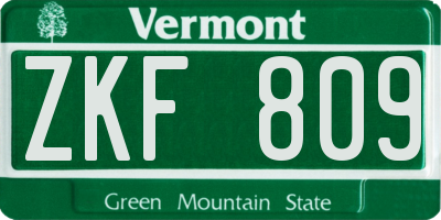 VT license plate ZKF809