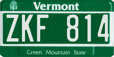 VT license plate ZKF814