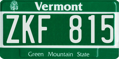 VT license plate ZKF815