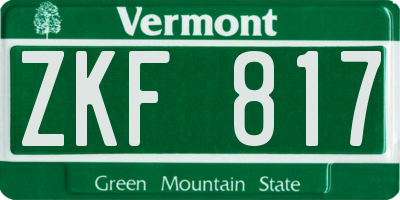VT license plate ZKF817