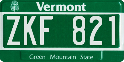 VT license plate ZKF821