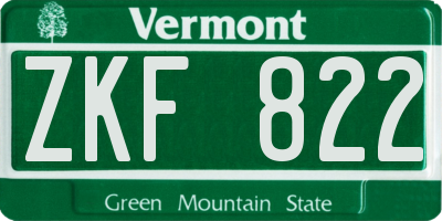 VT license plate ZKF822