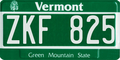 VT license plate ZKF825