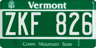 VT license plate ZKF826
