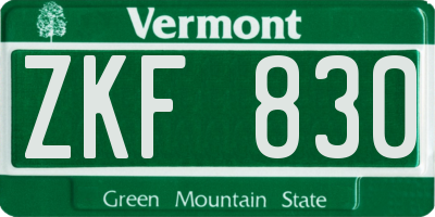 VT license plate ZKF830