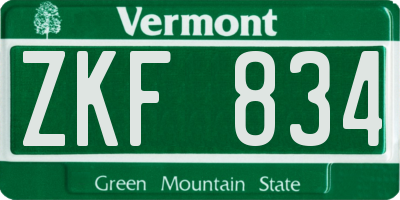 VT license plate ZKF834