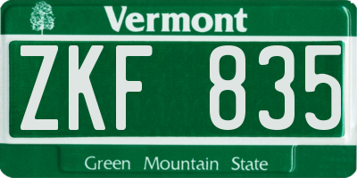 VT license plate ZKF835