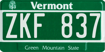 VT license plate ZKF837