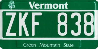 VT license plate ZKF838