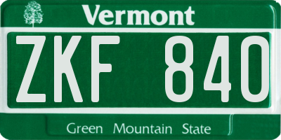 VT license plate ZKF840