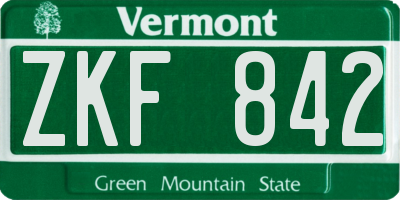 VT license plate ZKF842