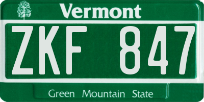 VT license plate ZKF847