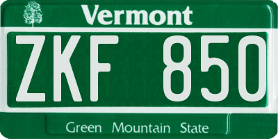 VT license plate ZKF850