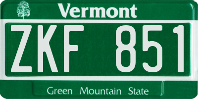 VT license plate ZKF851