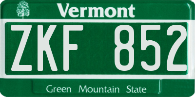 VT license plate ZKF852