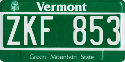 VT license plate ZKF853