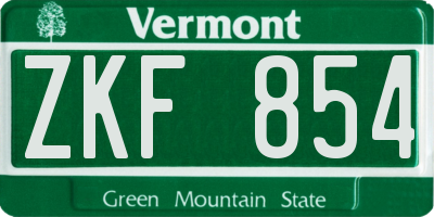 VT license plate ZKF854