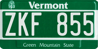 VT license plate ZKF855