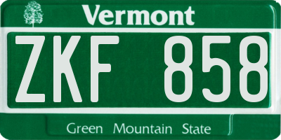 VT license plate ZKF858