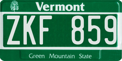 VT license plate ZKF859
