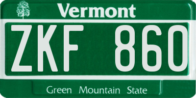 VT license plate ZKF860