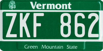 VT license plate ZKF862