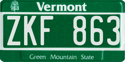 VT license plate ZKF863