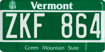 VT license plate ZKF864