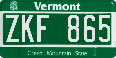 VT license plate ZKF865