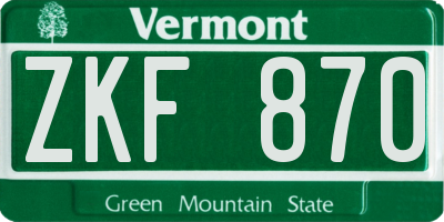 VT license plate ZKF870