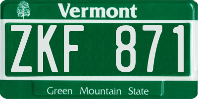 VT license plate ZKF871