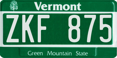 VT license plate ZKF875
