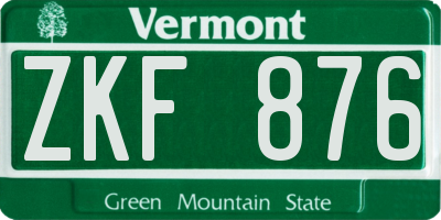 VT license plate ZKF876
