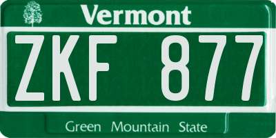 VT license plate ZKF877
