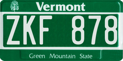 VT license plate ZKF878