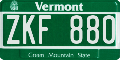 VT license plate ZKF880
