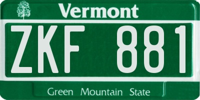 VT license plate ZKF881