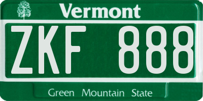 VT license plate ZKF888