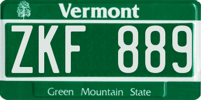 VT license plate ZKF889