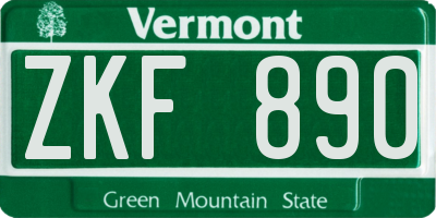 VT license plate ZKF890