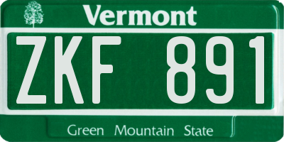VT license plate ZKF891