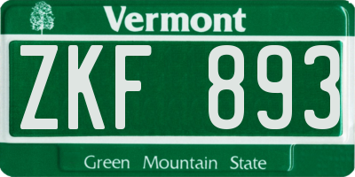VT license plate ZKF893