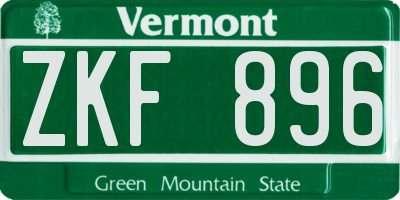 VT license plate ZKF896