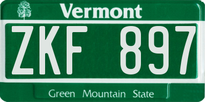 VT license plate ZKF897